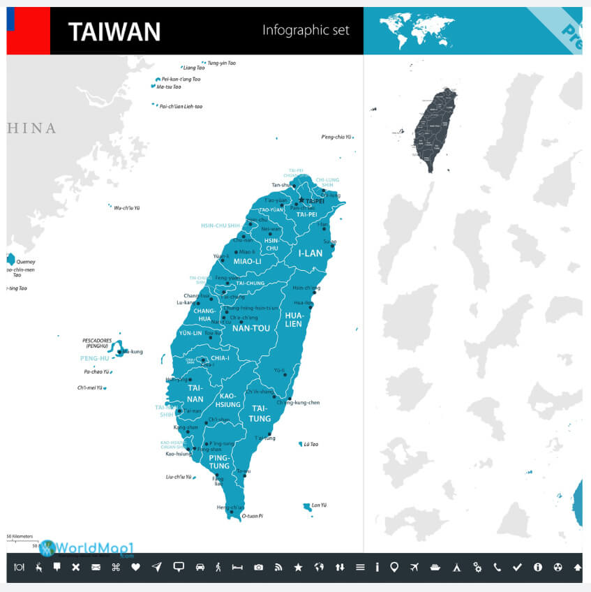 Cities Map of Taiwan